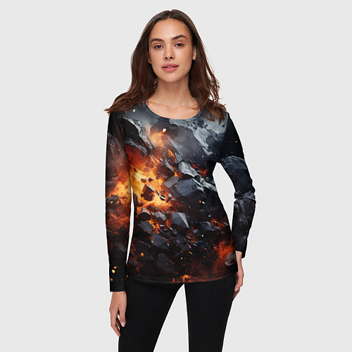 Женский лонгслив Взрыв камней и плит / 3D-принт – фото 3