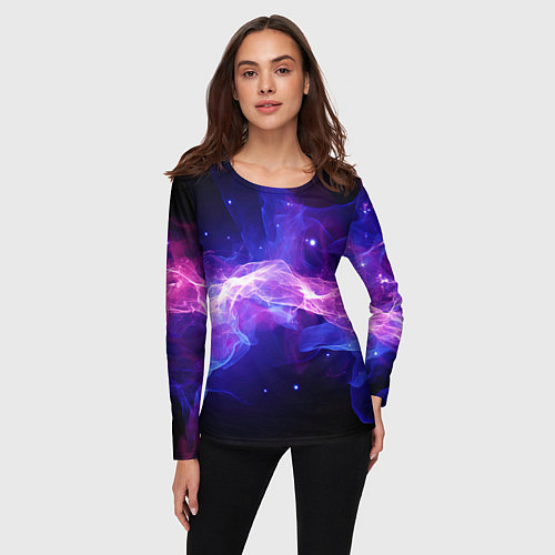 Женский лонгслив Фиолетовый туман в движении / 3D-принт – фото 3