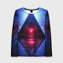 Лонгслив женский Фиолетовое свечение за треугольной абстракцией, цвет: 3D-принт