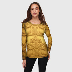 Лонгслив женский Золото объемные узоры, цвет: 3D-принт — фото 2