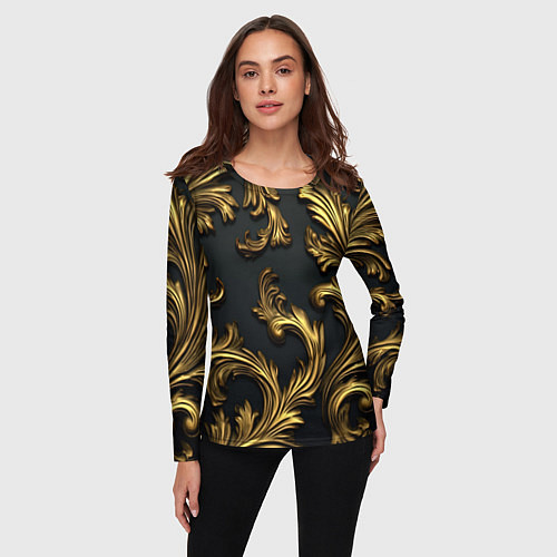 Женский лонгслив Позолоченные классические объемные узоры / 3D-принт – фото 3
