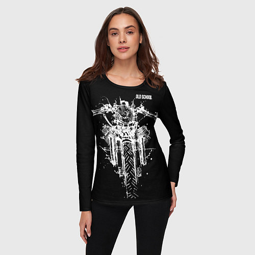 Женский лонгслив Old school motorcycle / 3D-принт – фото 3