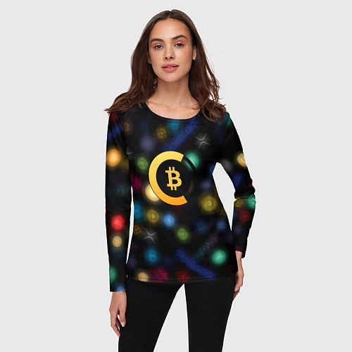 Женский лонгслив Bitcoin logo criptomoney / 3D-принт – фото 3