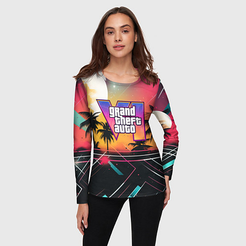 Женский лонгслив GTA 6 night logo / 3D-принт – фото 3