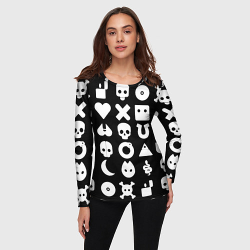 Женский лонгслив Любовь смерть и роботы паттерн / 3D-принт – фото 3
