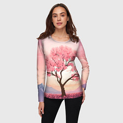 Лонгслив женский Вишневое дерево в полном цвету, цвет: 3D-принт — фото 2
