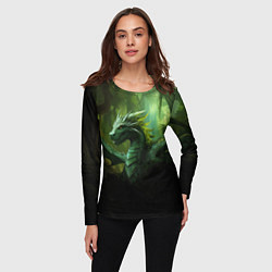 Лонгслив женский Зеленый лесной дракон символ 2024 года, цвет: 3D-принт — фото 2