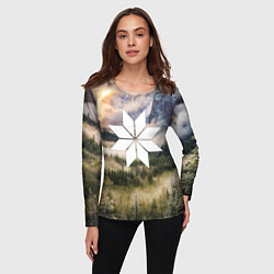Лонгслив женский Алатырь на фоне природного пейзажа, цвет: 3D-принт — фото 2