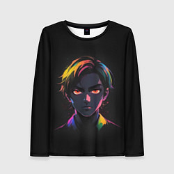 Женский лонгслив Аниме портрет парня с красными глазами