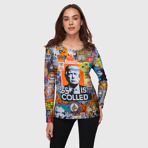 Женский лонгслив Donald Trump - american сollage / 3D-принт – фото 3
