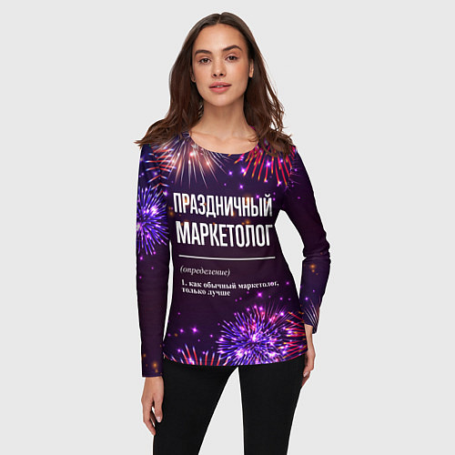 Женский лонгслив Праздничный маркетолог: фейерверк / 3D-принт – фото 3