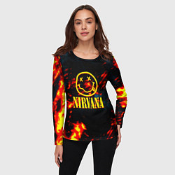 Лонгслив женский Nirvana rock огненное лого лава, цвет: 3D-принт — фото 2