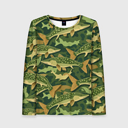Лонгслив женский Камуфляж рыболова - рыба щука, цвет: 3D-принт