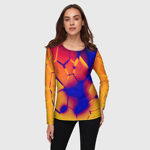 Женский лонгслив Плиты разломы сепия негатив / 3D-принт – фото 3