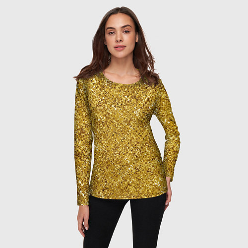Женский лонгслив Золотой волнистый с переливами / 3D-принт – фото 3