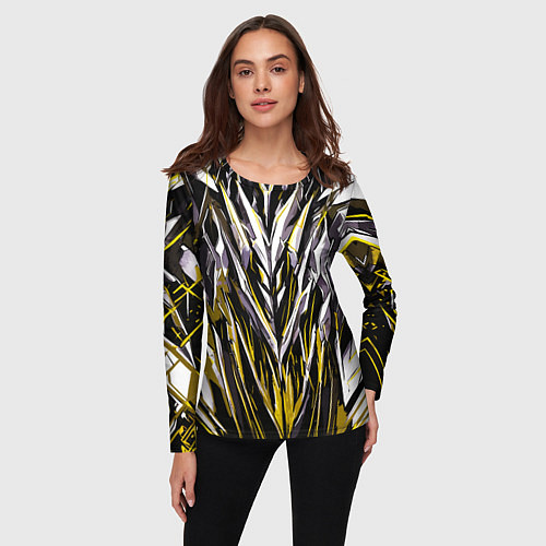 Женский лонгслив Острый металл жёлтый / 3D-принт – фото 3