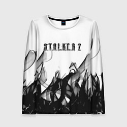 Лонгслив женский Stalker 2 черный огонь абстракция, цвет: 3D-принт
