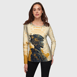 Лонгслив женский Девушка в шлеме с позолотой, цвет: 3D-принт — фото 2