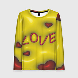 Лонгслив женский Love эффект раздувания, цвет: 3D-принт