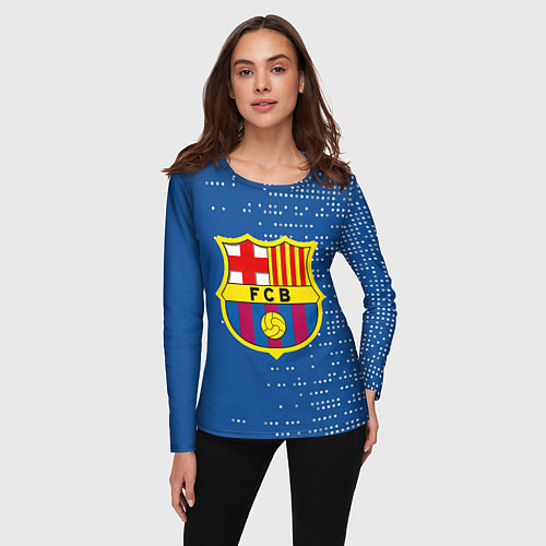 Женский лонгслив Футбольный клуб Барселона - логотип крупный / 3D-принт – фото 3