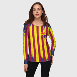 Лонгслив женский Полосатые цвета футбольного клуба Барселона, цвет: 3D-принт — фото 2