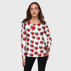 Лонгслив женский Стикеры наклейки сердечки объемные, цвет: 3D-принт — фото 2