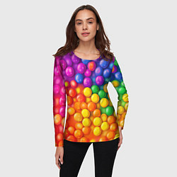 Лонгслив женский Разноцветные шарики, цвет: 3D-принт — фото 2