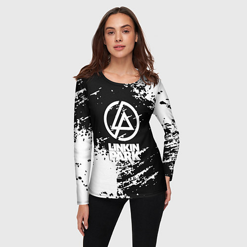 Женский лонгслив Linkin park logo краски текстура / 3D-принт – фото 3