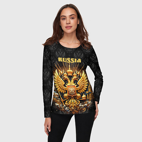Женский лонгслив Russia gold / 3D-принт – фото 3