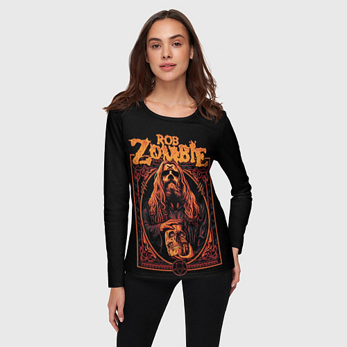 Женский лонгслив Rob zombie skull / 3D-принт – фото 3