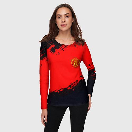 Женский лонгслив Manchester United colors sport / 3D-принт – фото 3