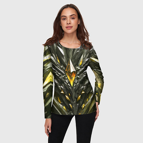 Женский лонгслив Камень и золотой кристалл / 3D-принт – фото 3