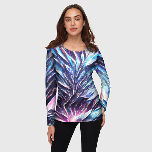 Женский лонгслив Синий драгоценный камень / 3D-принт – фото 3