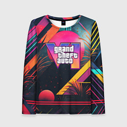 Лонгслив женский GTA 6 logo абстракция яркая, цвет: 3D-принт