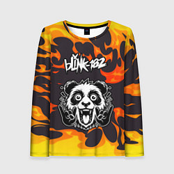 Лонгслив женский Blink 182 рок панда и огонь, цвет: 3D-принт