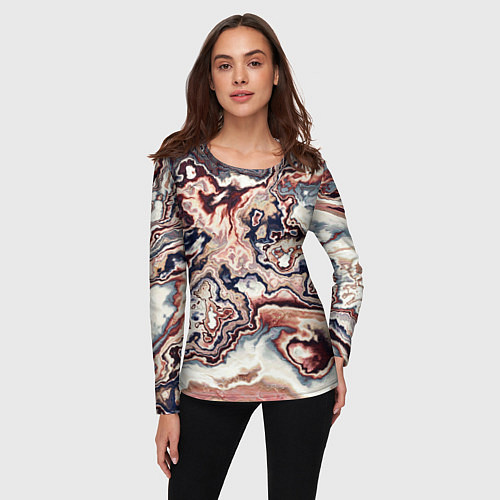 Женский лонгслив Разноцветный мраморный узор / 3D-принт – фото 3
