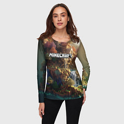 Лонгслив женский Minecraft logo горы и реки, цвет: 3D-принт — фото 2