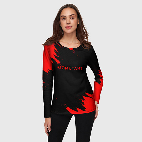 Женский лонгслив Биомутант краски красные / 3D-принт – фото 3