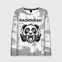 Лонгслив женский Radiohead рок панда на светлом фоне, цвет: 3D-принт