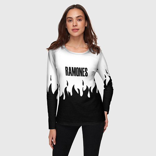 Женский лонгслив Ramones fire black rock / 3D-принт – фото 3
