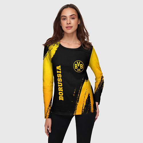 Женский лонгслив Borussia - gold gradient вертикально / 3D-принт – фото 3