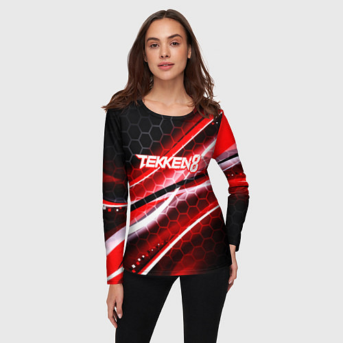 Женский лонгслив Tekken 8 огненное лого файтинг / 3D-принт – фото 3