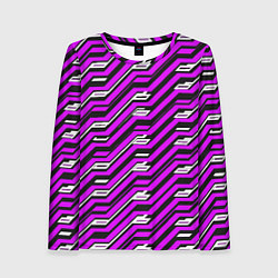 Лонгслив женский Киберпанк узор фиолетовый и чёрный, цвет: 3D-принт