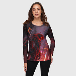 Лонгслив женский Боевой красный андроид, цвет: 3D-принт — фото 2