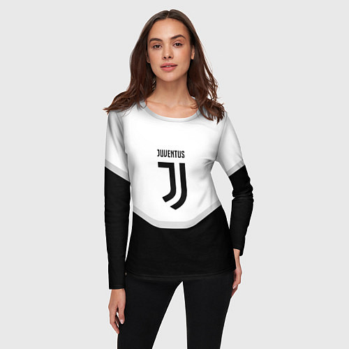 Женский лонгслив Juventus black geometry sport / 3D-принт – фото 3