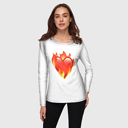 Лонгслив женский Сердце в огне эмодзи, цвет: 3D-принт — фото 2