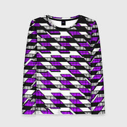 Лонгслив женский Фиолетовые треугольники и квадраты на белом фоне, цвет: 3D-принт