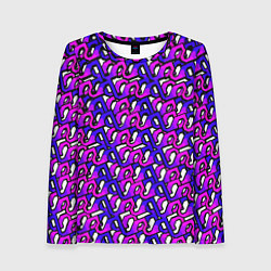Лонгслив женский Фиолетовый узор и чёрная обводка, цвет: 3D-принт