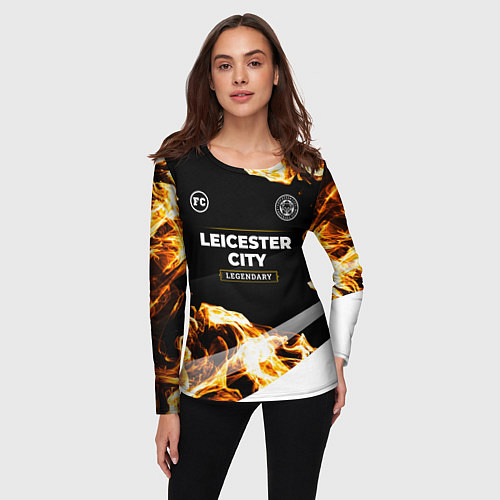 Женский лонгслив Leicester City legendary sport fire / 3D-принт – фото 3