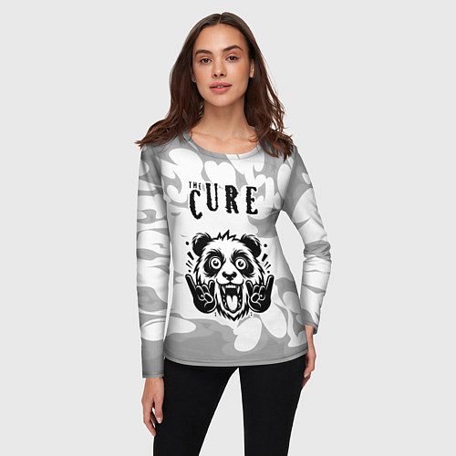 Женский лонгслив The Cure рок панда на светлом фоне / 3D-принт – фото 3